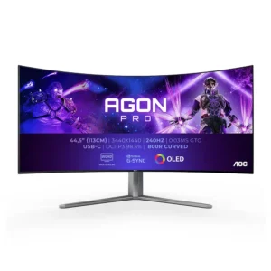 AOC WQHD AGON Pro 44.5 inch OLED Curved Wide Quad Gaming Monitor - 62247